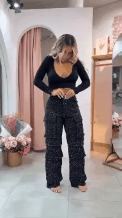 Jeans J-Diamond™️ Donna - Gamba Larga con Strass
