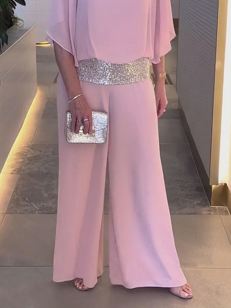 Abito tunica con paillettes rosa taglie forti