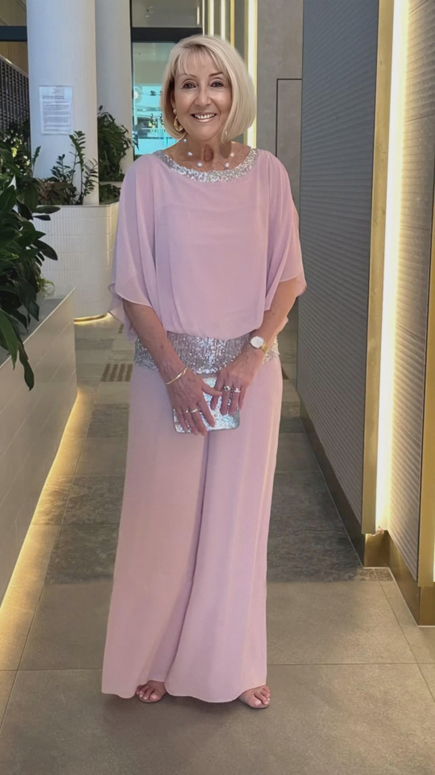 Abito tunica con paillettes rosa taglie forti