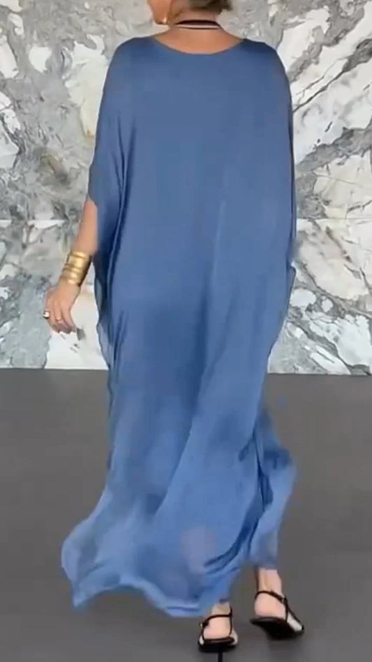 Abito casual ampio finto in due pezzi con scollo a V da donna