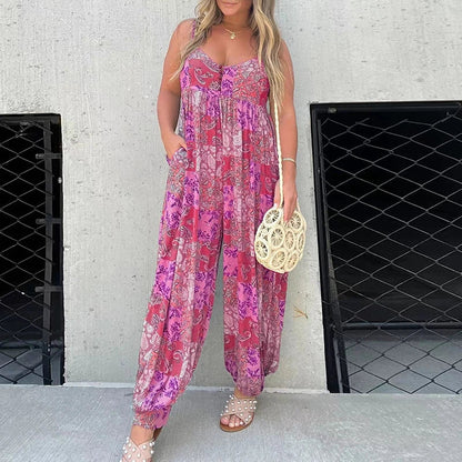 Tuta ampia con stampa patchwork Cooper              Authenticity and Style: Vintage Tank Top Jumpsuit