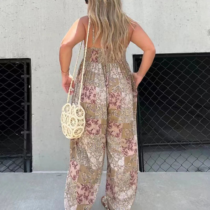 Tuta ampia con stampa patchwork Cooper              Authenticity and Style: Vintage Tank Top Jumpsuit