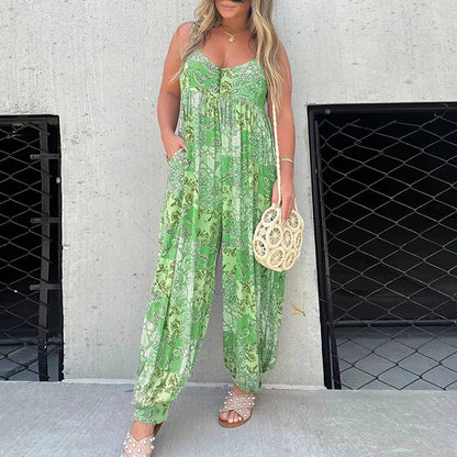 Tuta ampia con stampa patchwork Cooper              Authenticity and Style: Vintage Tank Top Jumpsuit