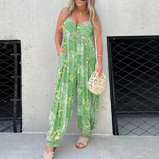 Tuta ampia con stampa patchwork Cooper              Authenticity and Style: Vintage Tank Top Jumpsuit