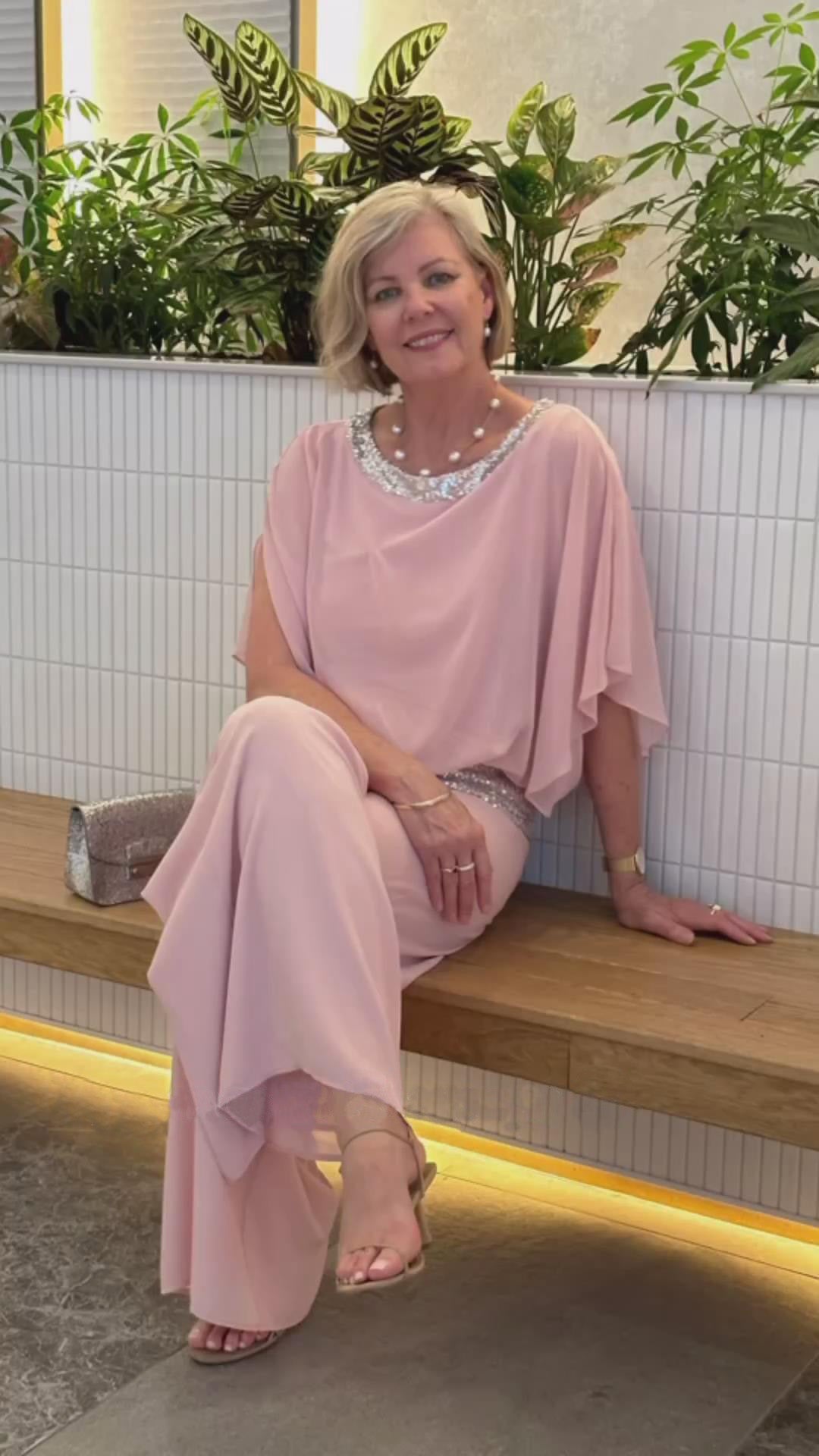 Abito tunica con paillettes rosa taglie forti
