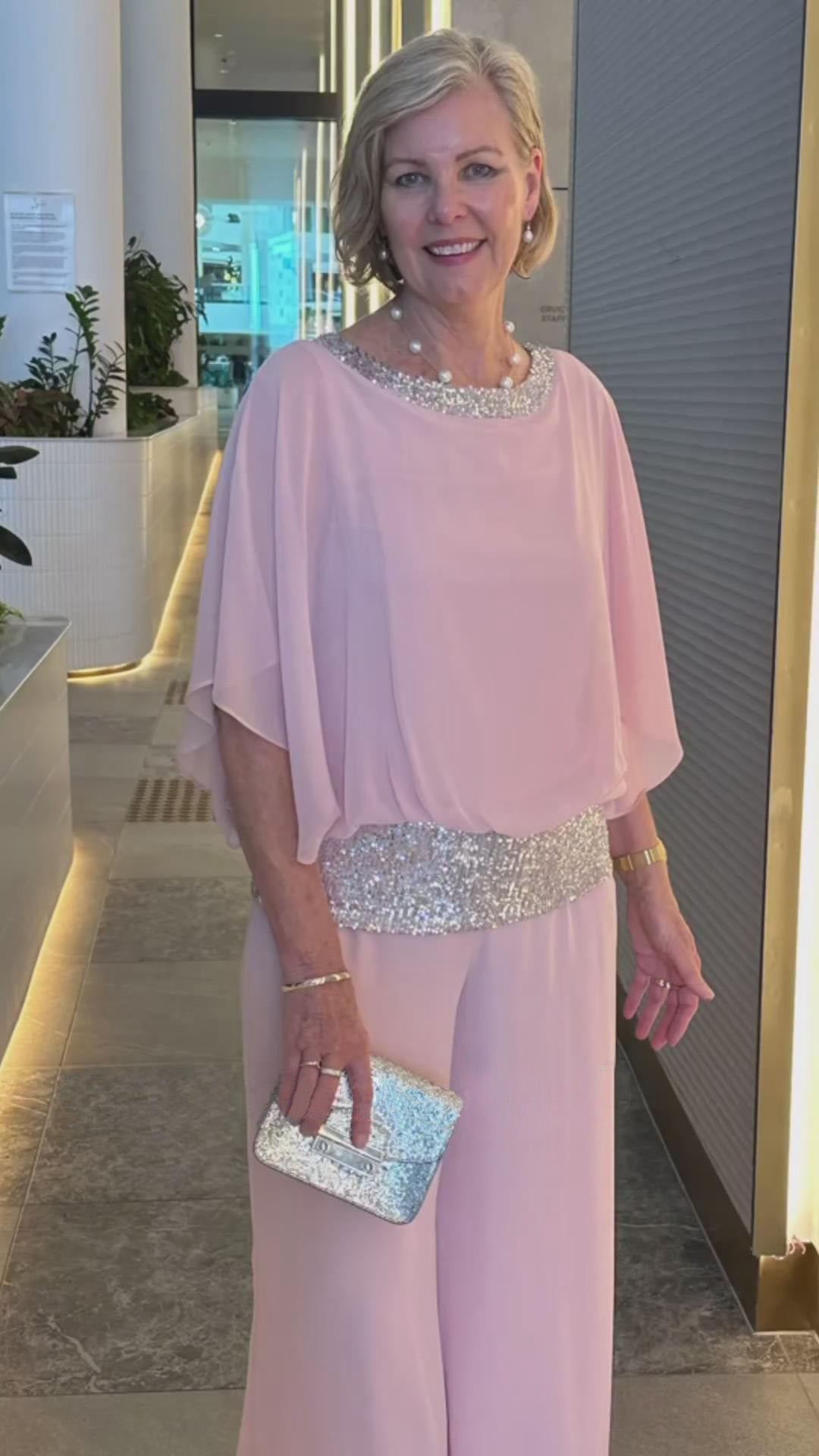 Abito tunica con paillettes rosa taglie forti
