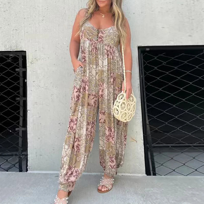 Tuta ampia con stampa patchwork Cooper              Authenticity and Style: Vintage Tank Top Jumpsuit