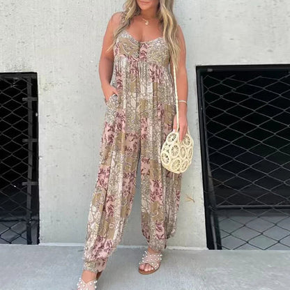 Tuta ampia con stampa patchwork Cooper              Authenticity and Style: Vintage Tank Top Jumpsuit