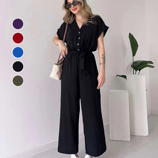 Tuta Casual Positano™️ - da donna con scollo a V e maniche corte